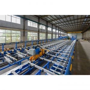 Double straightening machine for aluminium profile extrusion line