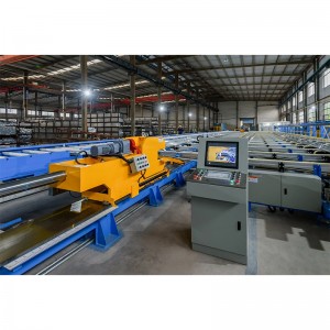 Double straightening machine for aluminium profile extrusion line